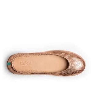 Tieks by Gavrieli Rose Gold Glam metallic leather ballet flat Foldable Size 8